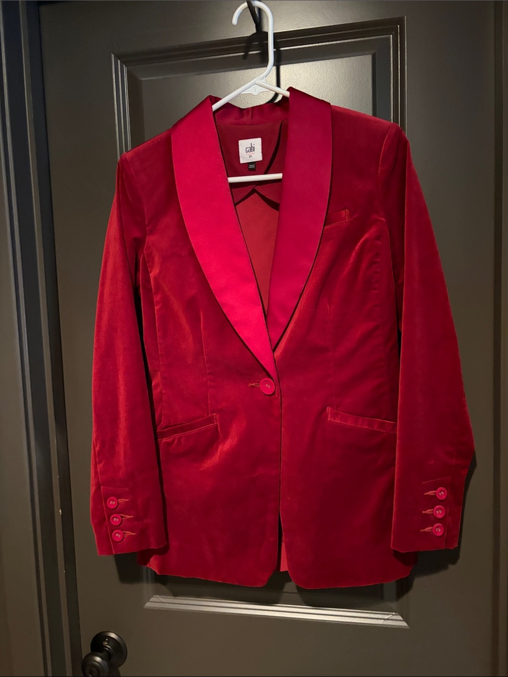 CAbi Rich Red Velvet Shawl-Collar Blazer Never Worn!